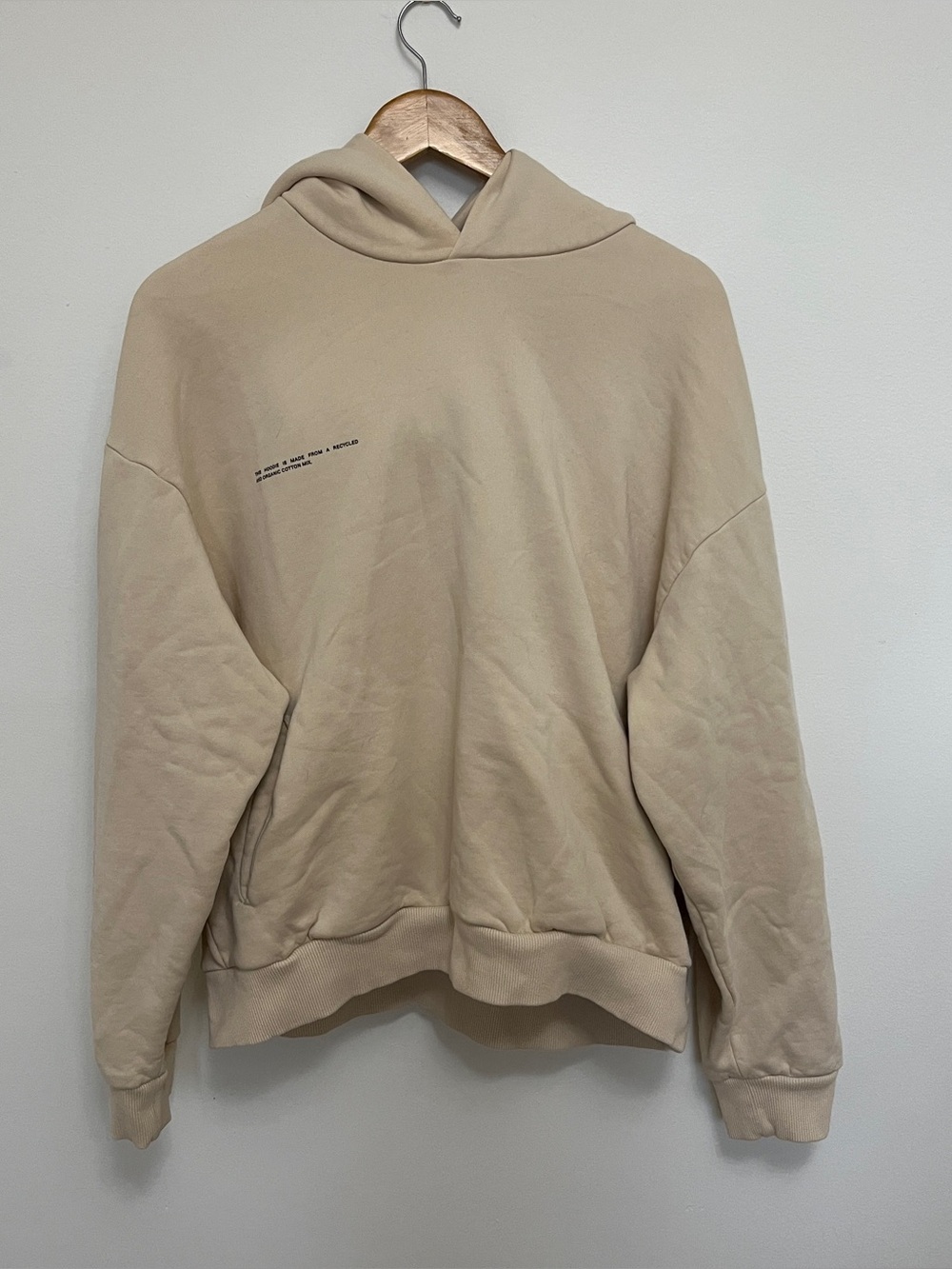 Pangaia Light Tan Cream Hoodie Sweatshirt Size Large